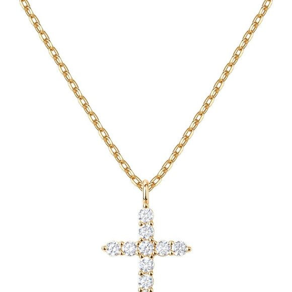 Jewelry - Hypoallergenic 14K Gold Plated Cross Necklace with 19-Inch Sliding Chain